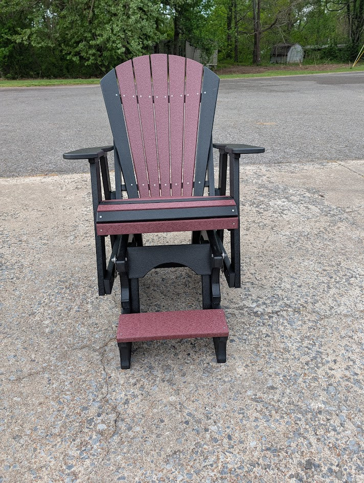 Black and Cherry poly outdoor balcony glider front view.