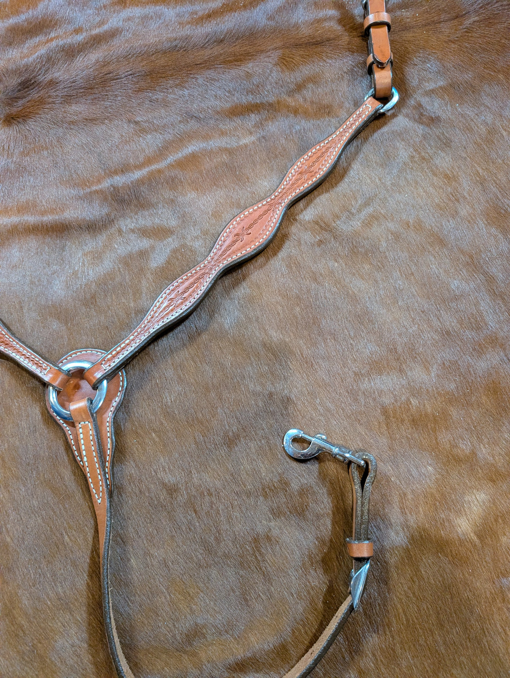 Barbed wire tooled 3 piece breast collar