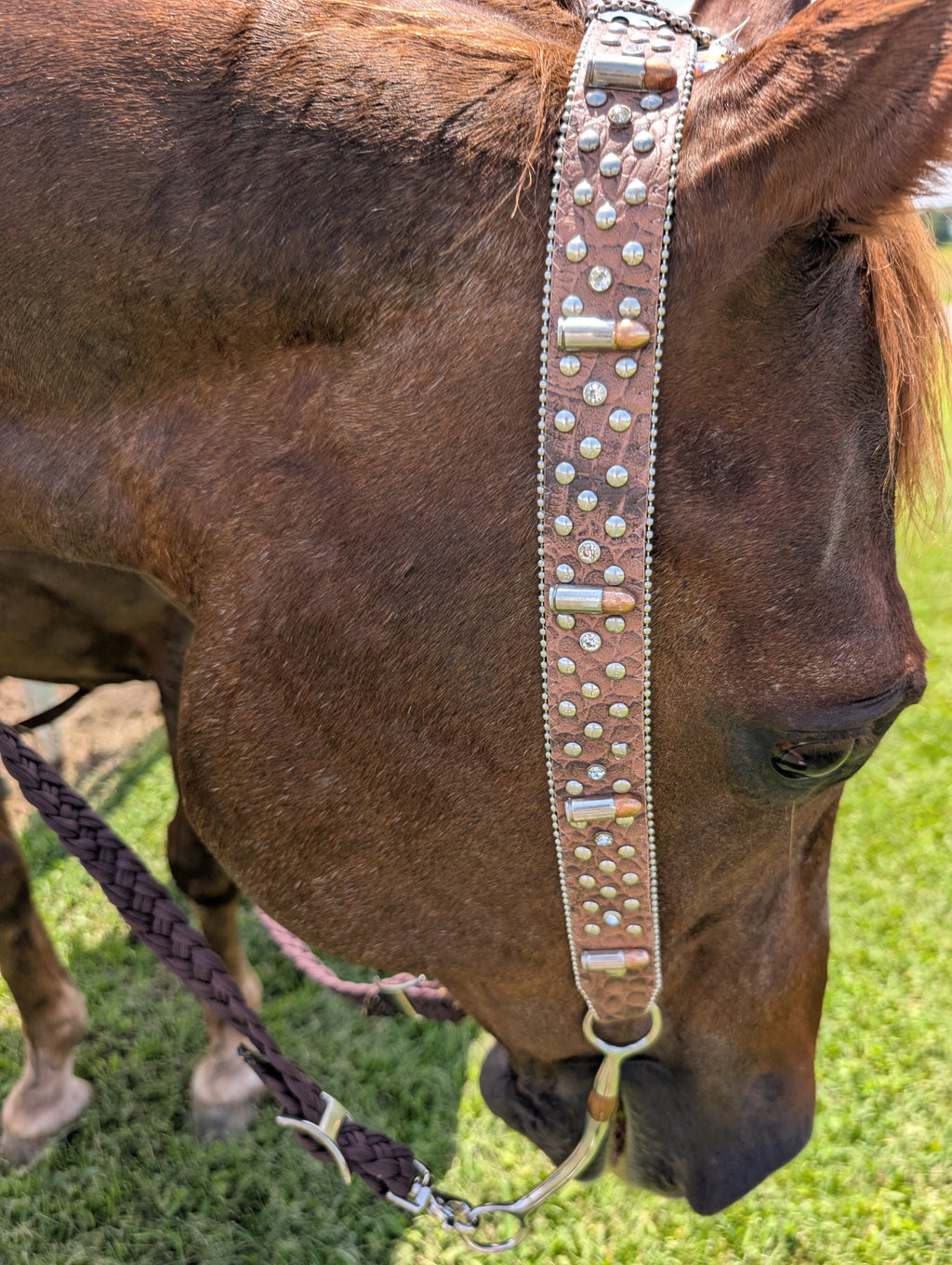Single ear Western headstall and breast collar in belt-style leather design