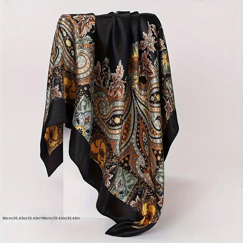 Decorative scarf with intricate patterns on a white background