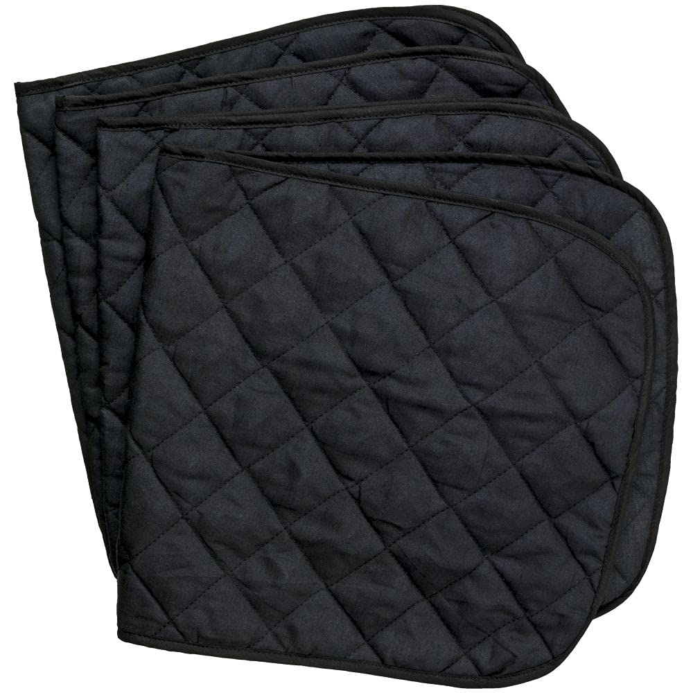 Black quilted leg wraps on a white background