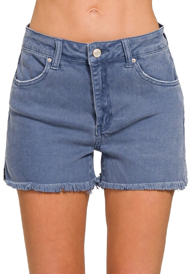 Zenana acid washed frayed shorts styled with boots for a western summer outfit