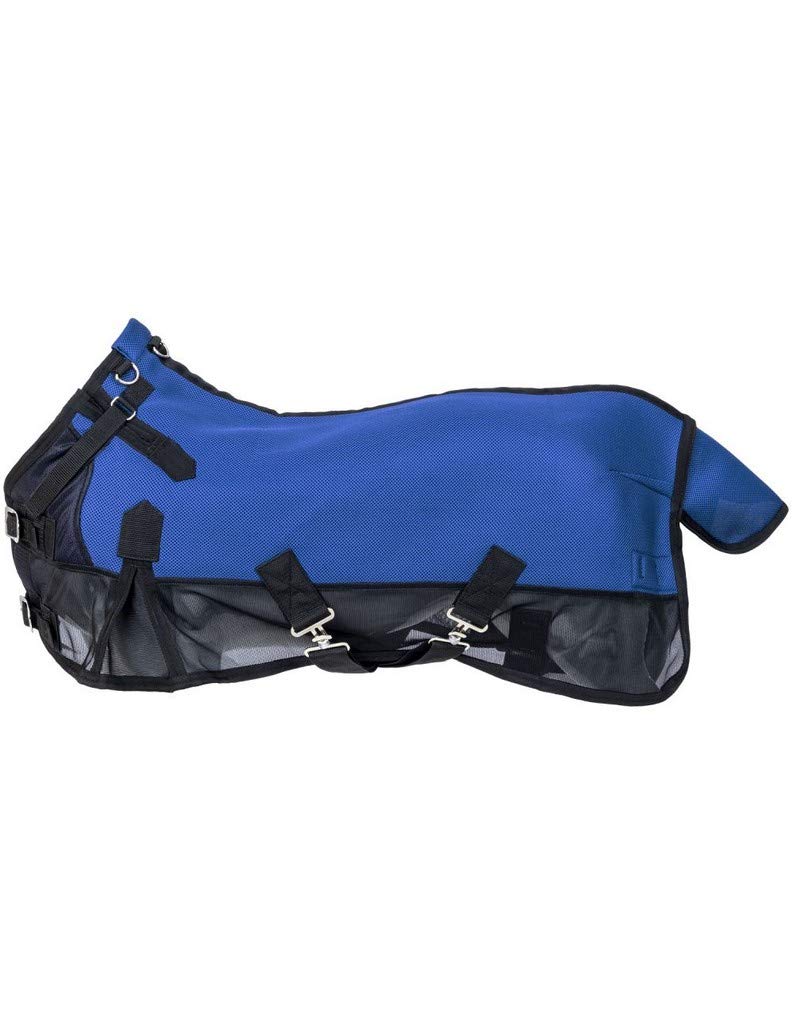Tough 1 mini horse fly sheet royal blue color, lightweight mesh fabric with adjustable straps and tail flap.