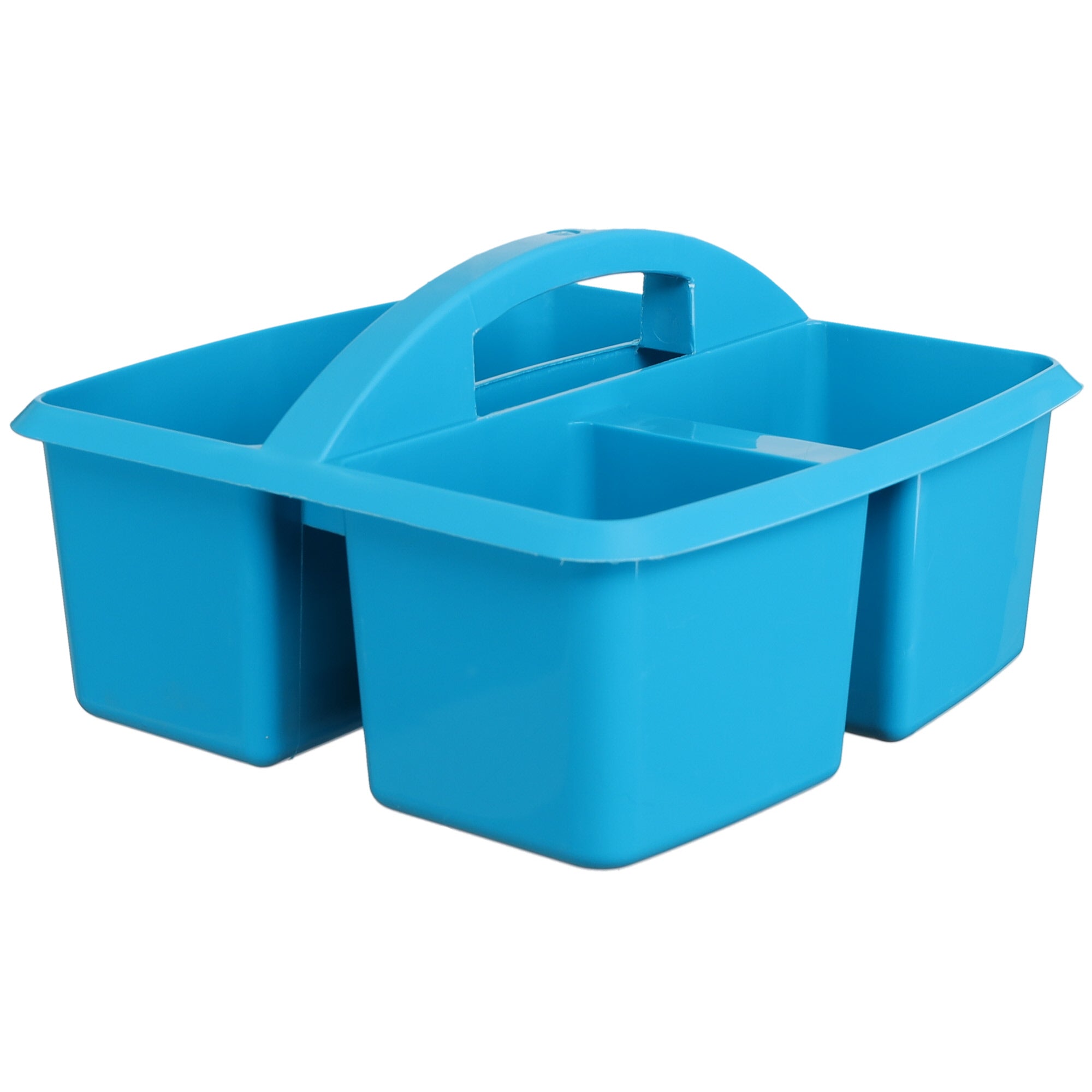 Blue plastic caddy with handle