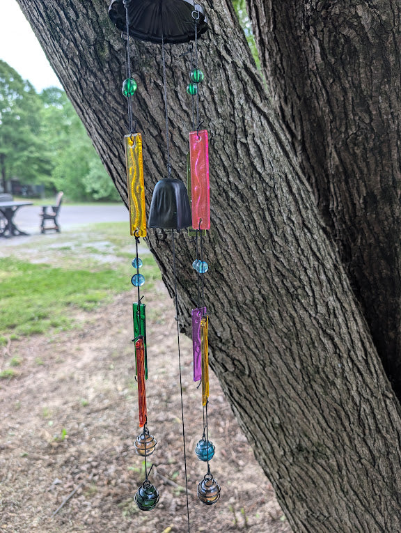 Blue bird glass windchimes