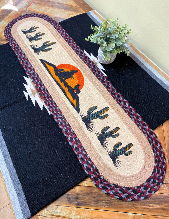 Braided Jute Table Runner w/Cactus