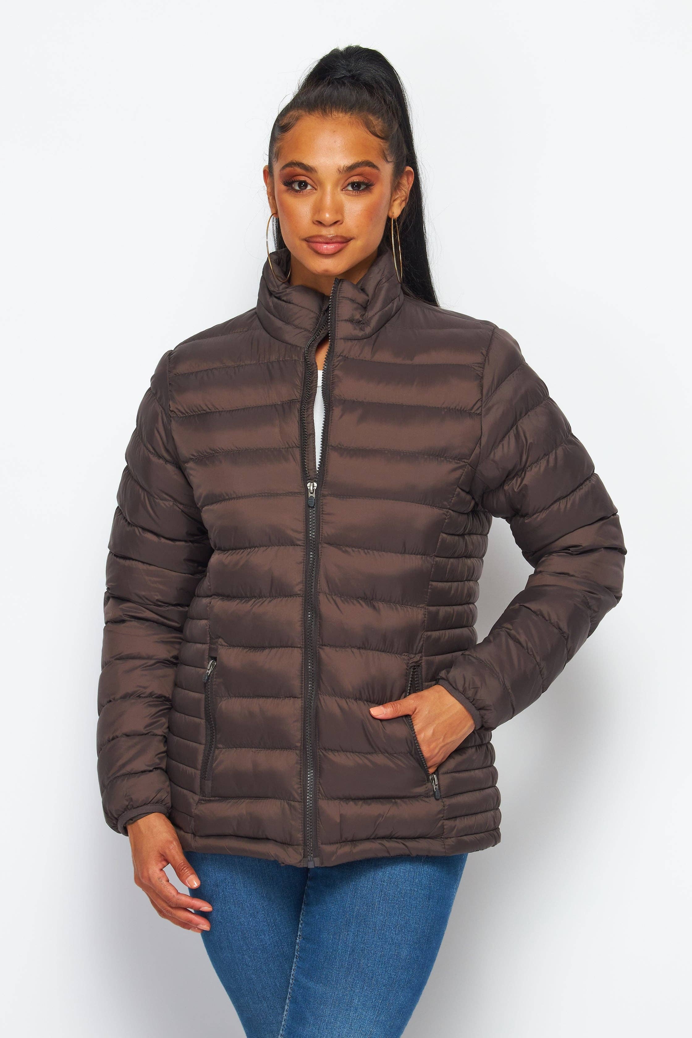 Brown Puffer Jacket for women