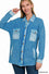 Zenana Cotton Waffle Acid Wash Oversized Shacket – Button Front