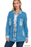 Zenana Cotton Waffle Acid Wash Oversized Shacket – Button Front