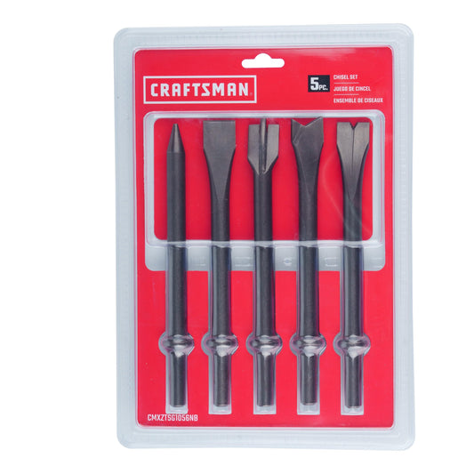 CRAFTSMAN 5-Piece Air Chisel Set, 0.401-in Shank, Hardened Alloy Steel, Variety of Chisel Heads for Multiple Applications