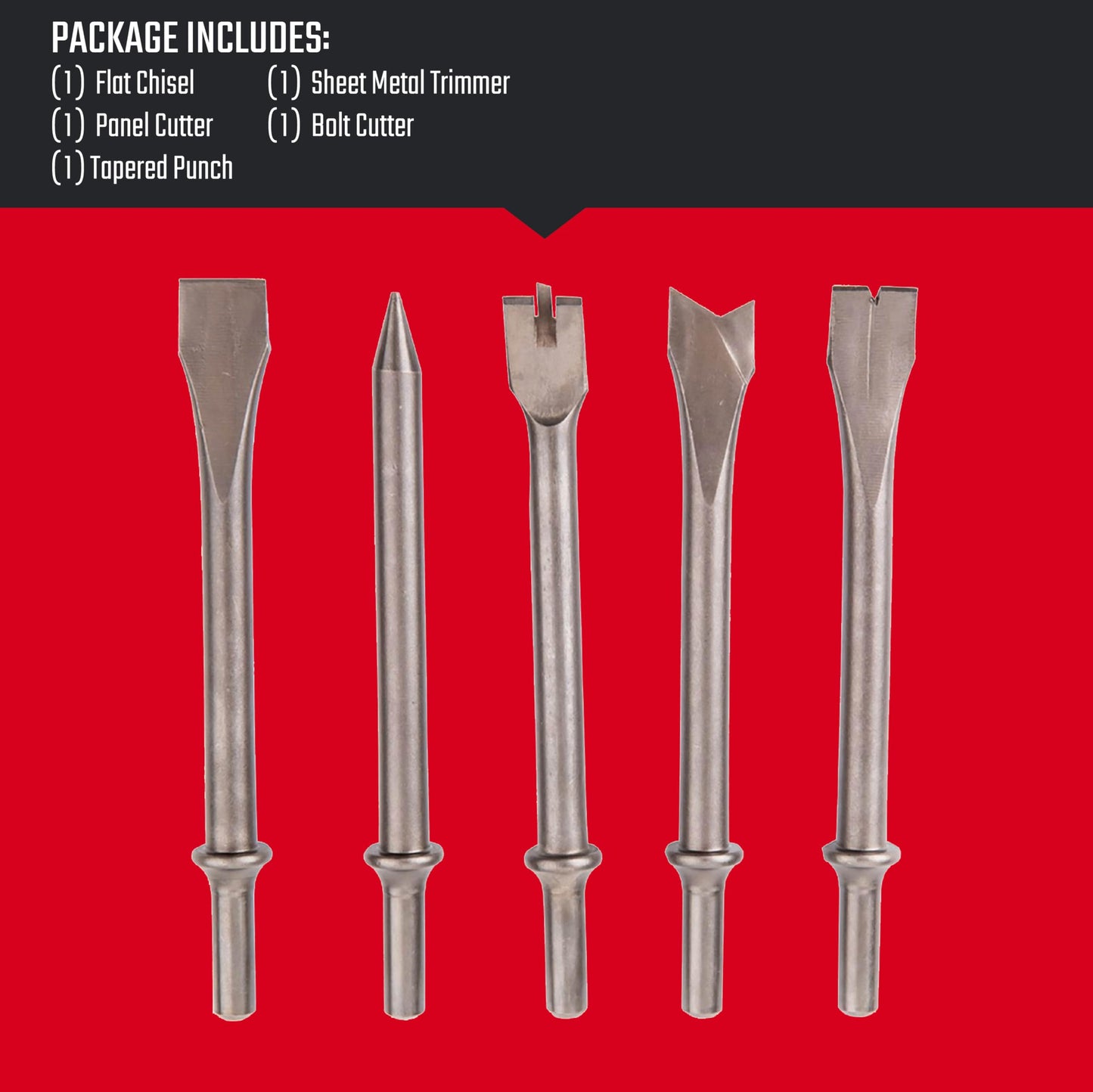 CRAFTSMAN 5-Piece Air Chisel Set, 0.401-in Shank, Hardened Alloy Steel, Variety of Chisel Heads for Multiple Applications