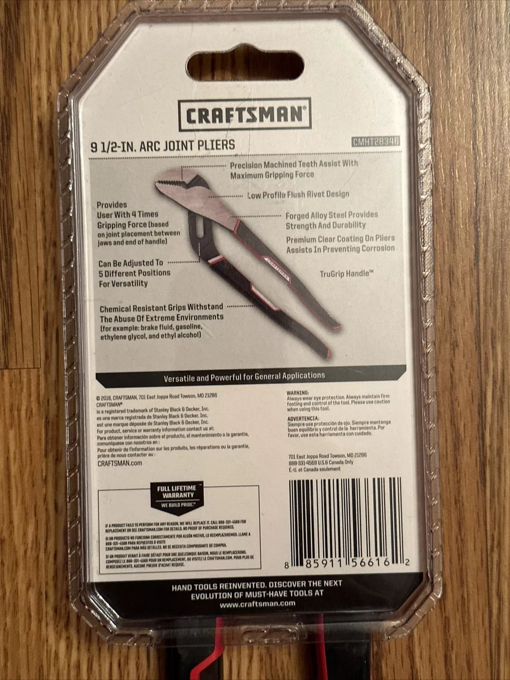 CRAFTSMAN 9 1/2 IN ARC JOINT PLIERS W/TRUGRIP HANDLE CMHT28346