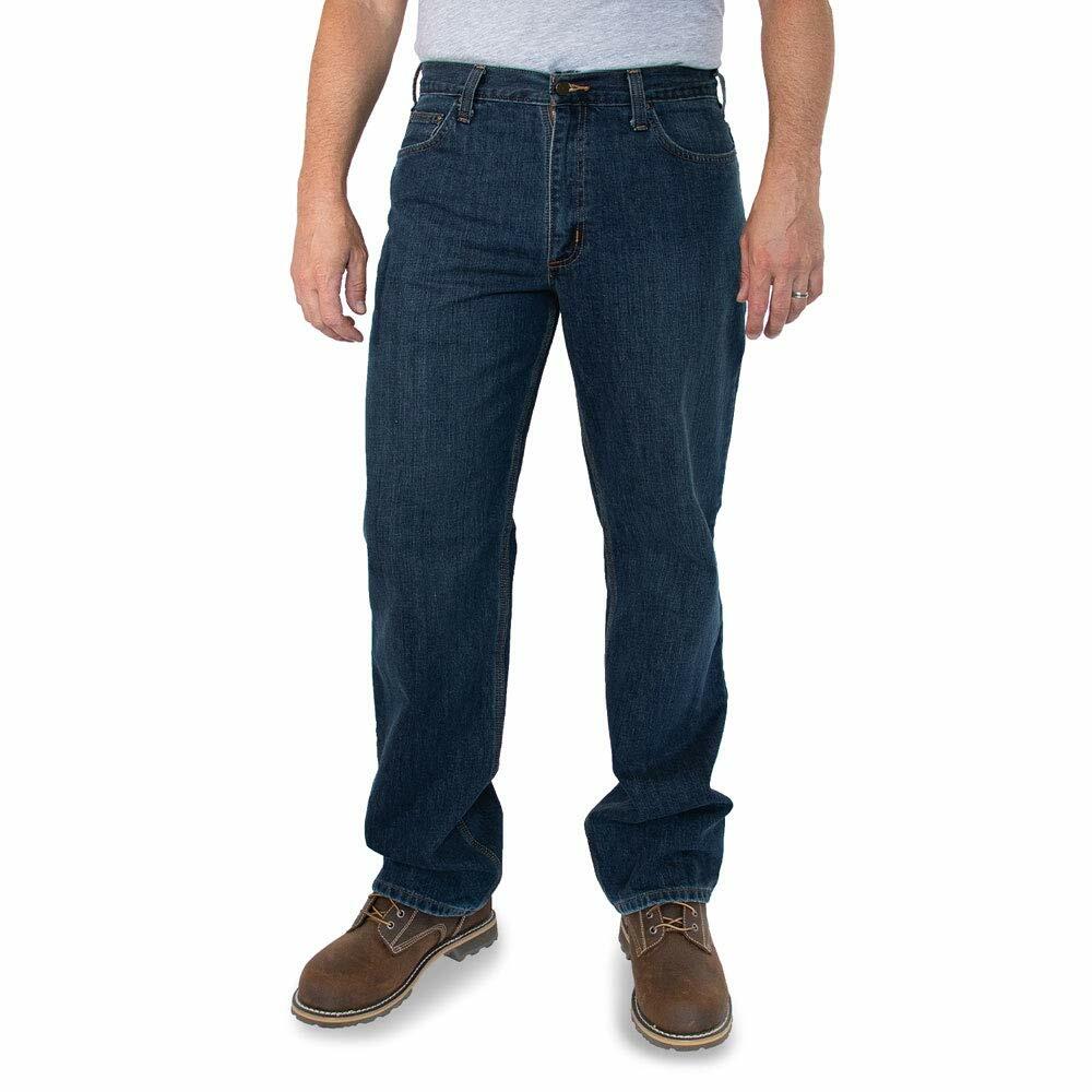 Carhartt Men's Relaxed Fit 5-Pocket Jean-Bed Rock with a white background