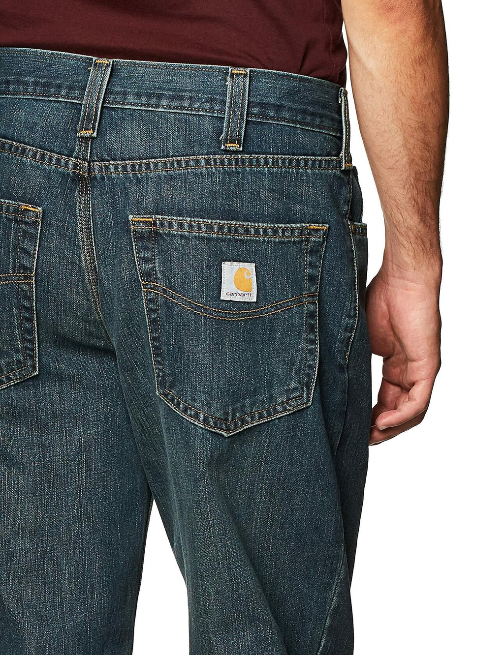Carhartt Men's Relaxed Fit 5-Pocket Jean-back pocket up close photo
