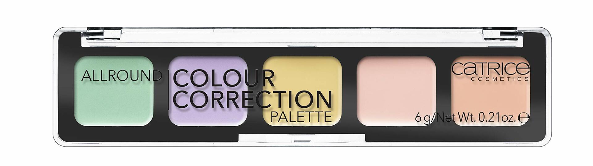 Catrice Colour Correction Palette with four color swatches on a black background