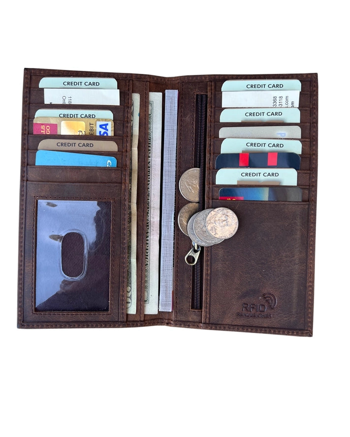 leather checkbook wallet with ziper