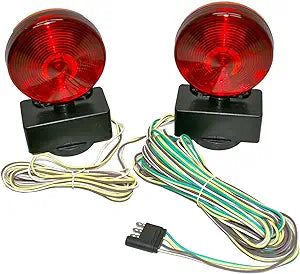 Camco 65142 Magnetic Trailer Light Set with 4-way plug and harness for towing