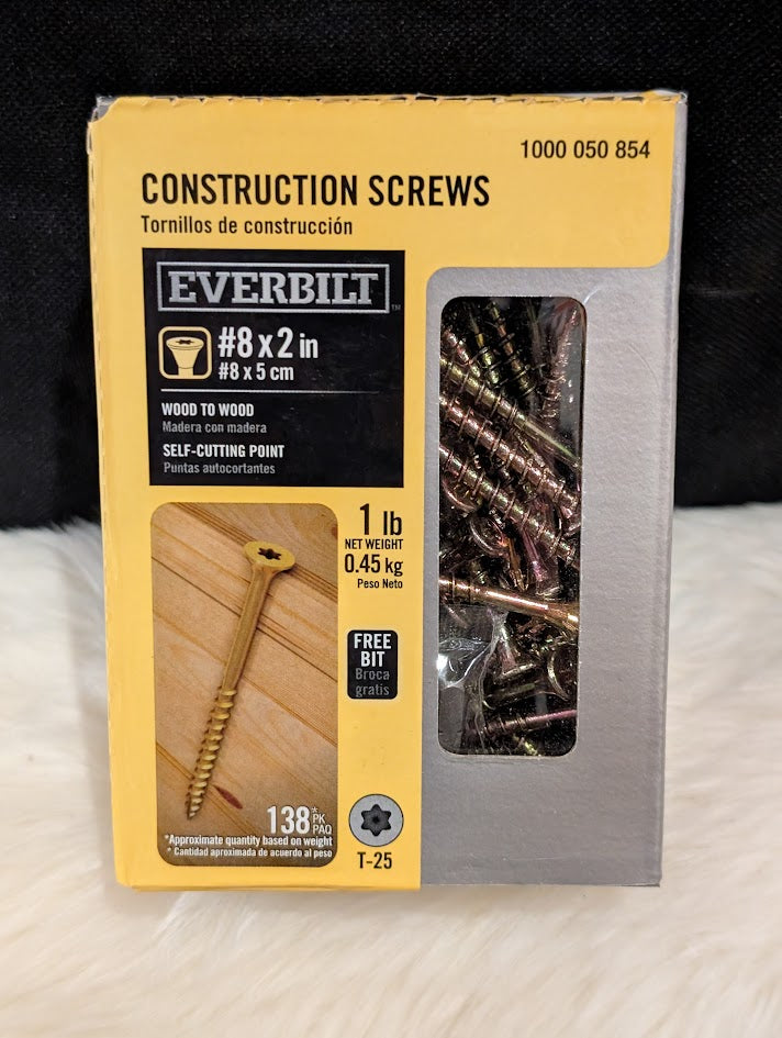Everbilt box of Construction Screws #8 x 2in wood to wood