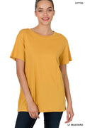 Yellow classic cotton crew neck shirt