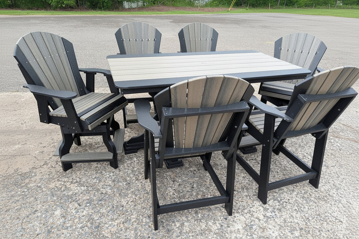Black and Barn Board Poly Outdoor Dining Set with table and 6 Chairs