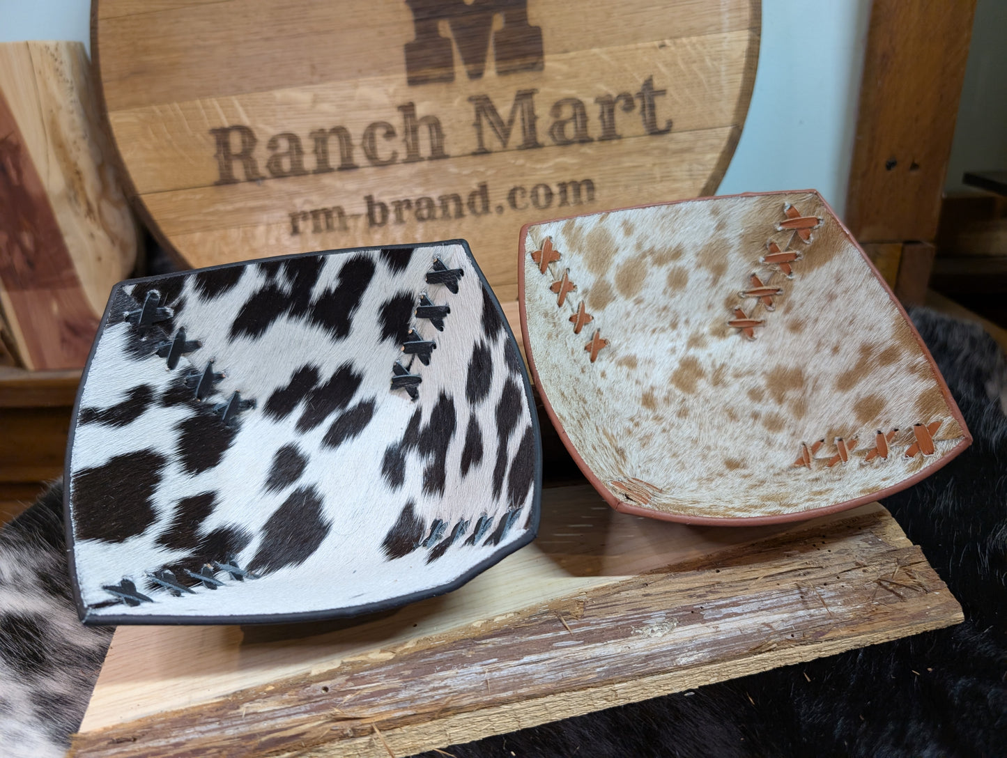 Small Cowhide Catchall Bowls