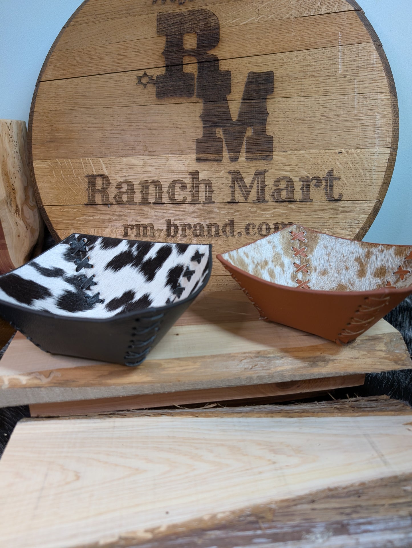 Small Cowhide Catchall Bowls