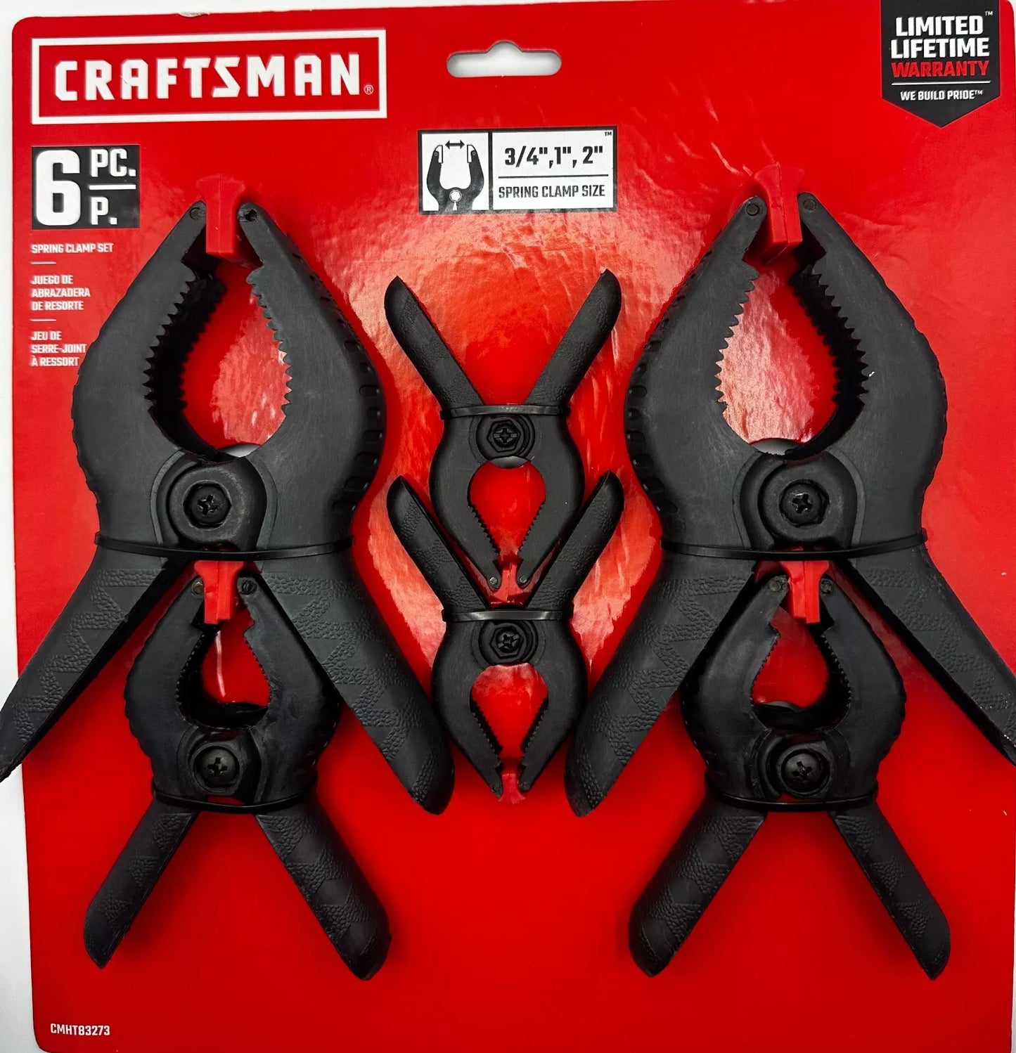 Craftsman 6 piece Spring Clamp Set Plastic Body Strong Spring