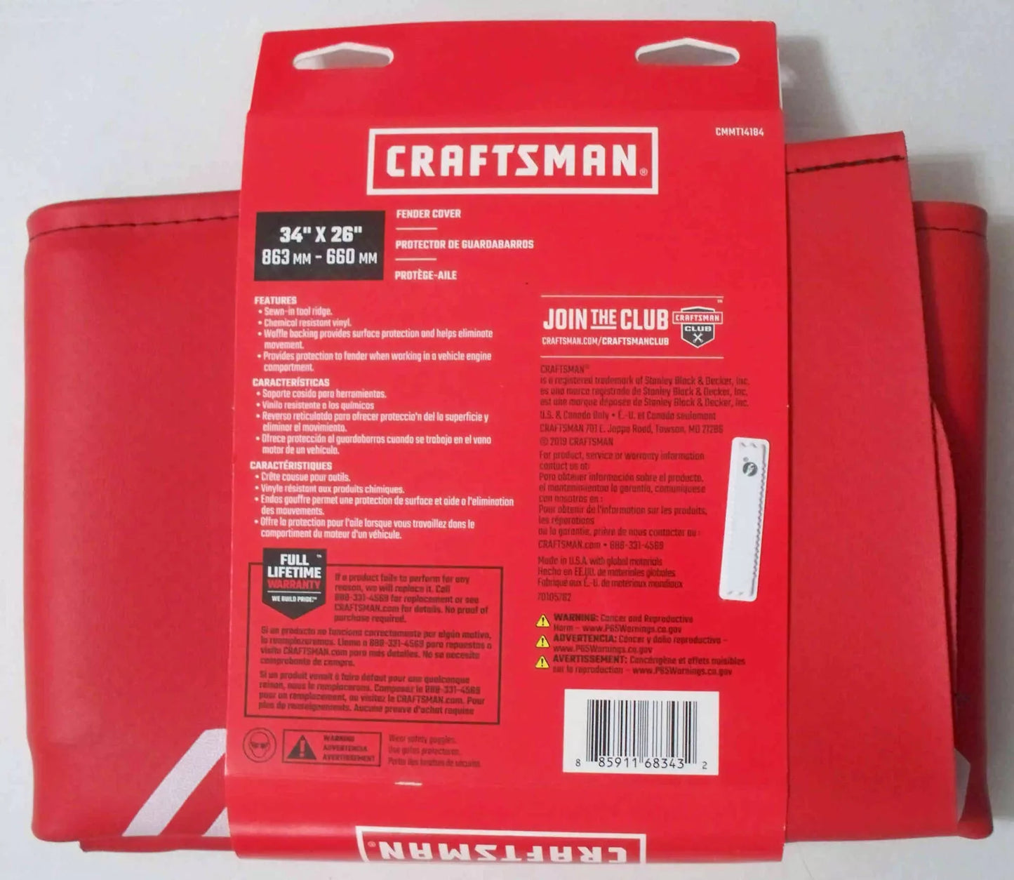 Craftsman CMMT14184 Fender Cover, Red