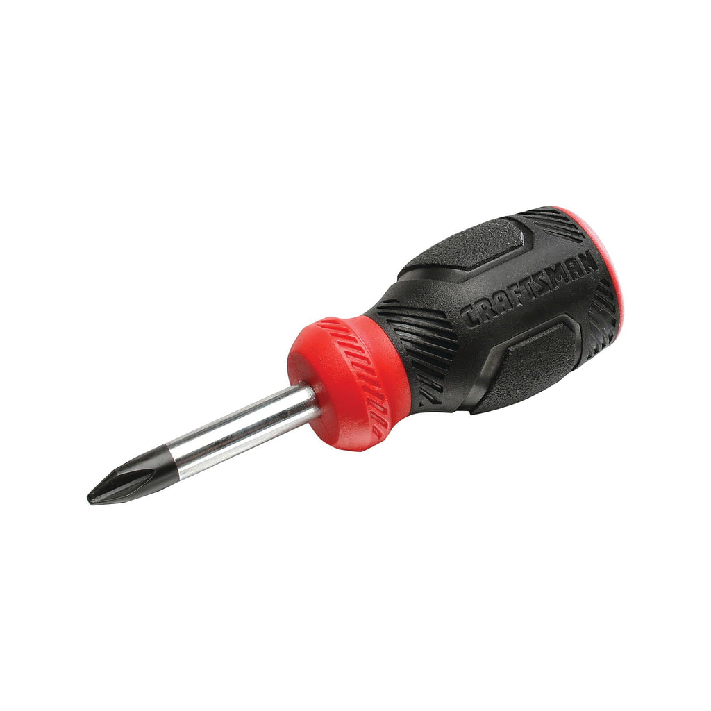 Screwdriver with black and red handle on a white background