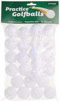 Pack of 24 practice golf balls with a green label indicating 'Practice Golfballs'.