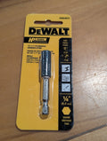 DeWalt drill bit on a yellow card with specifications on a wooden surface