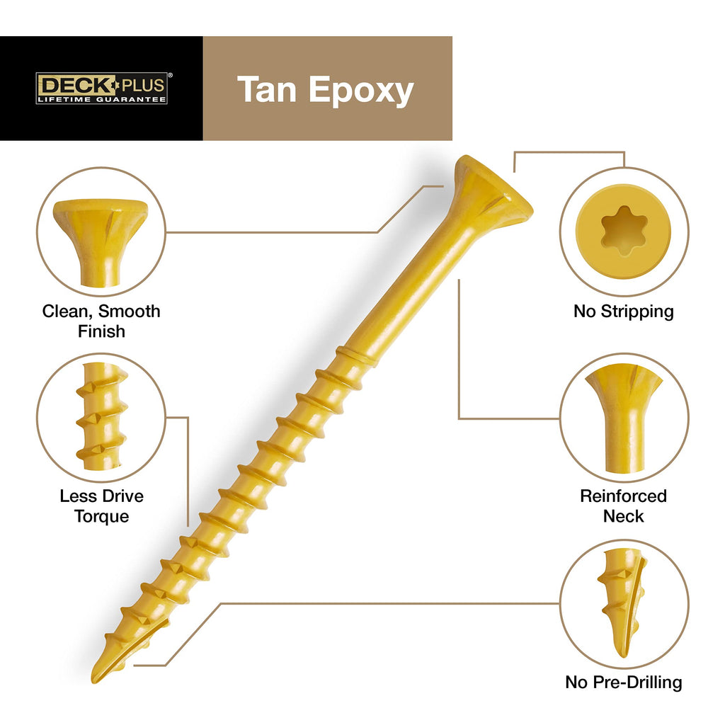 Deck Plus 48415 Wood Screws #10 x 2-1/2", Tan, 1lb Box
