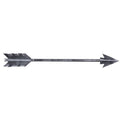 Rustic silver metal decorative arrow wall decor with pre-drilled holes for hanging.
