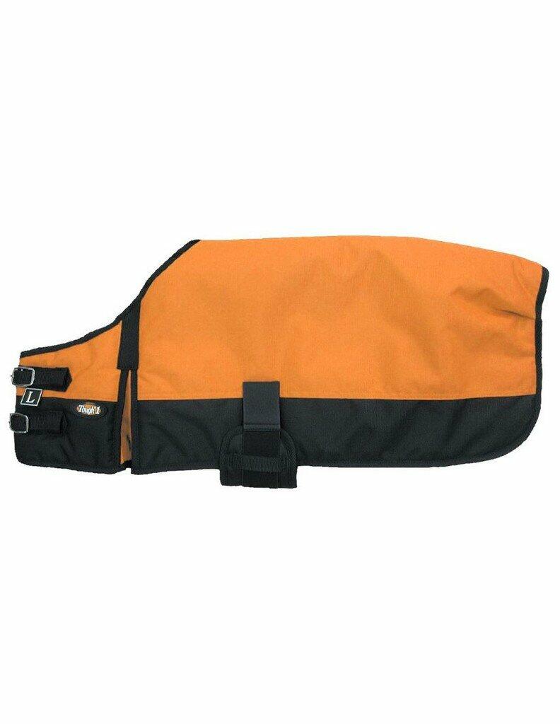 Orange and black dog coat on a white background