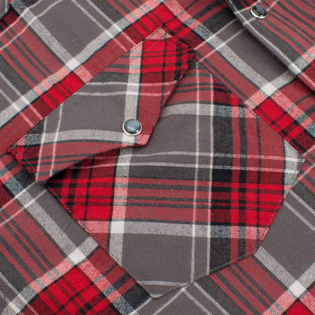 Men's Western Flannel Long Sleeve shirt with gray pearl snaps