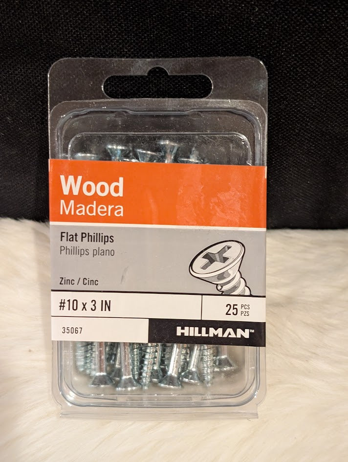 Hillman Flat Head Phillips Wood Screw #10 x 3in 25pk