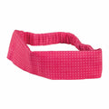 A vibrant pink Frogg Toggs Chilly Band cooling headband with a distinct waffle-weave mesh pattern and a stretchable elastic back, shown floating against a solid white background.