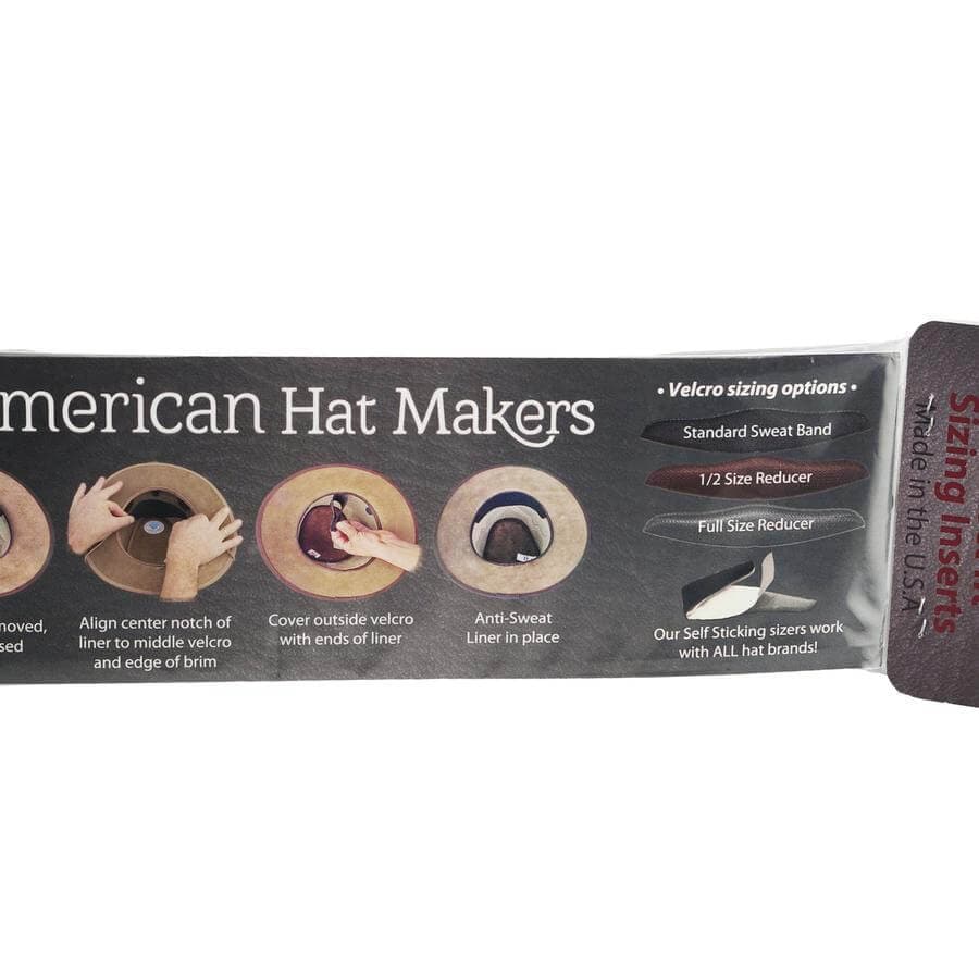 American Hat Makers sizing insert packaging with instructions on a white background
