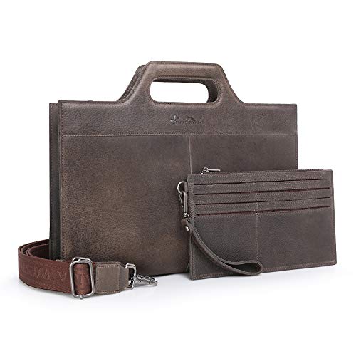 Brown Genuine Leather Concealed Carry Laptop Case
