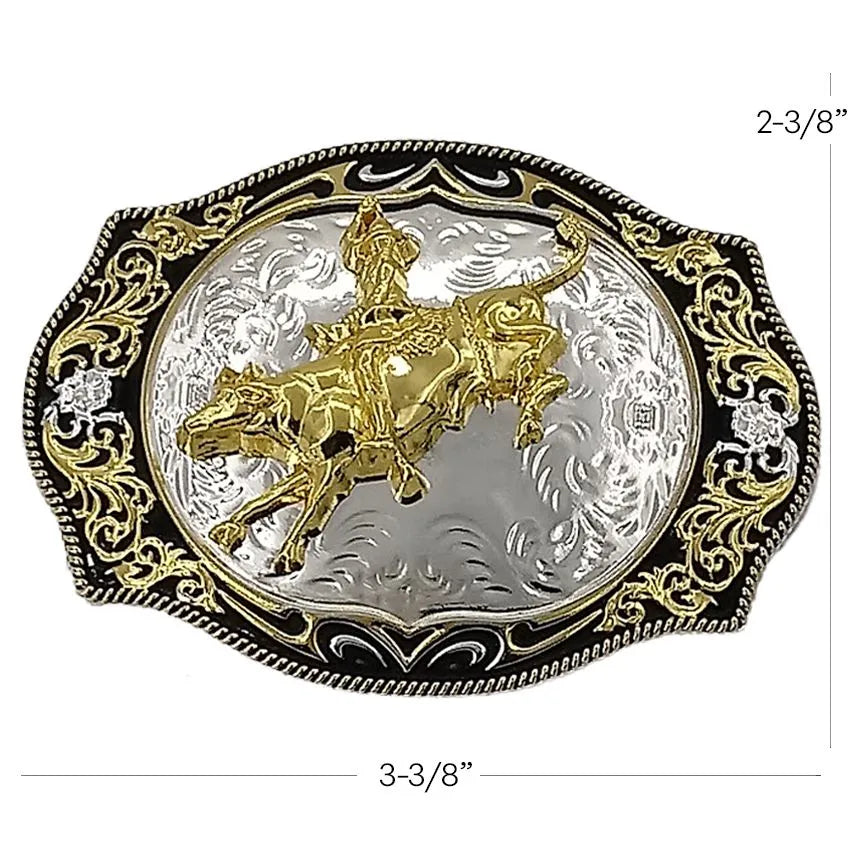 Golden Bull Rider Belt Buckle measurements