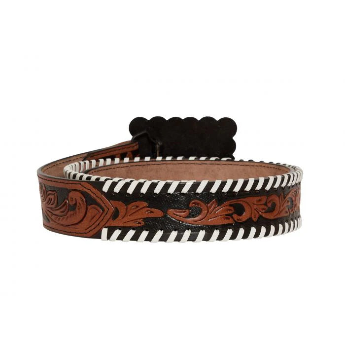 Myra Grave Brown Hand-Tooled Leather Belt