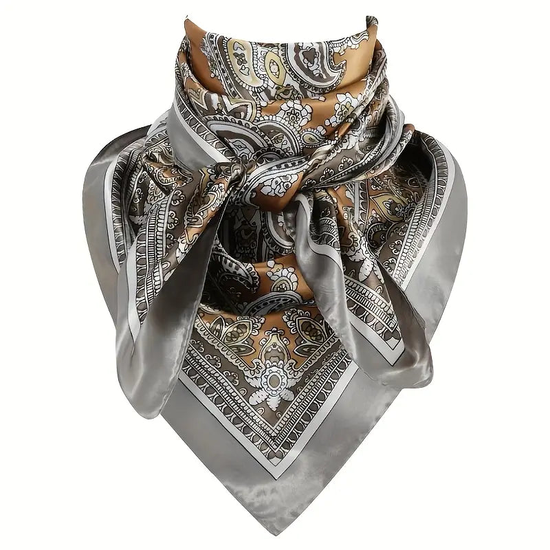 Vintage Western Print Wild Rag – Large 35" Silk-Feel Scarf for Men & Women