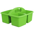 Green plastic caddy with multiple compartments 