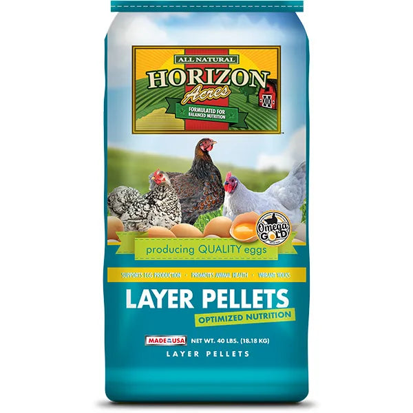 Horizon Acres Layer Pellets Optimized Nutrition with Omega Gold - 40 lb Bag