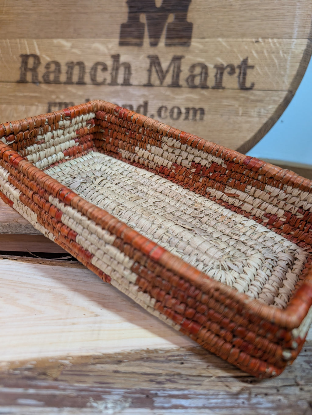 Handmade Palm Leaf Rectangular Tray Basket | Small Natural Woven Organizer