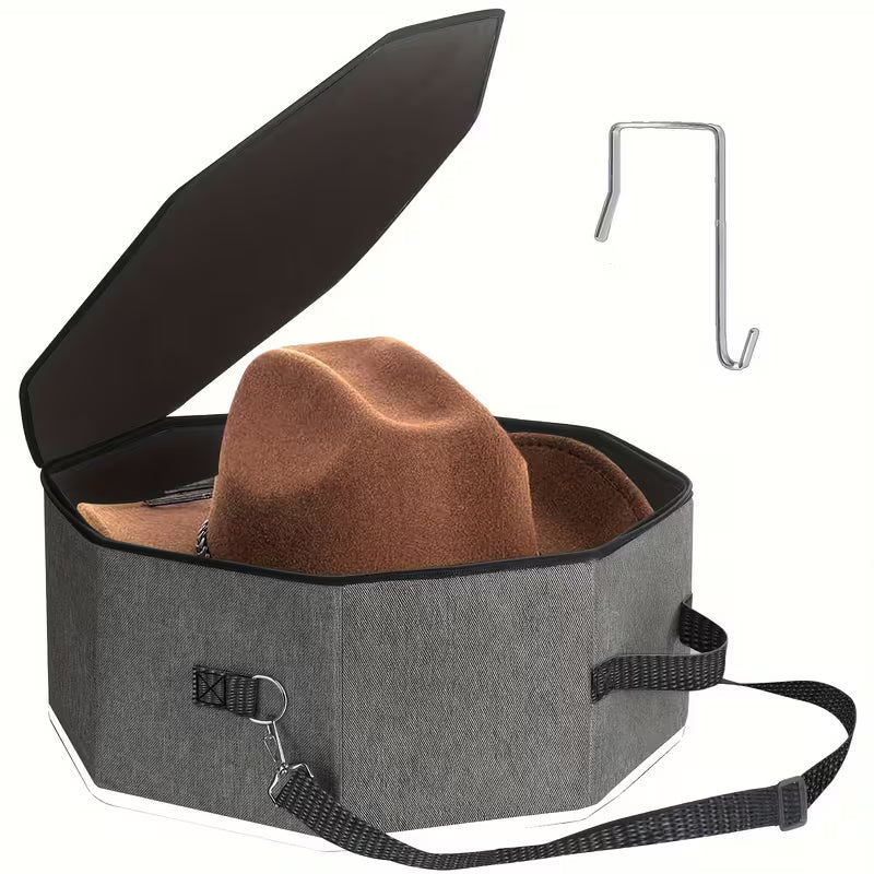 Cowboy Hat Storage Box with Door Hook – Travel & Home Hat Organizer