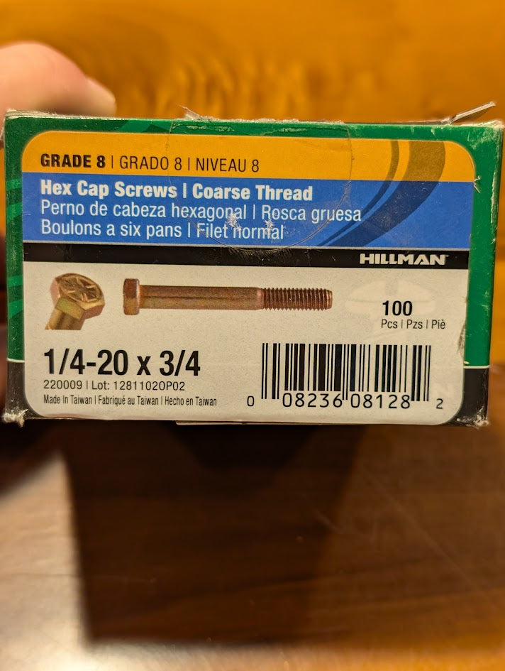 Grade 8 Hex cap Screws with coarse thread. 