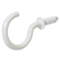 White metal hook that screws in and great for handing small things ike cups