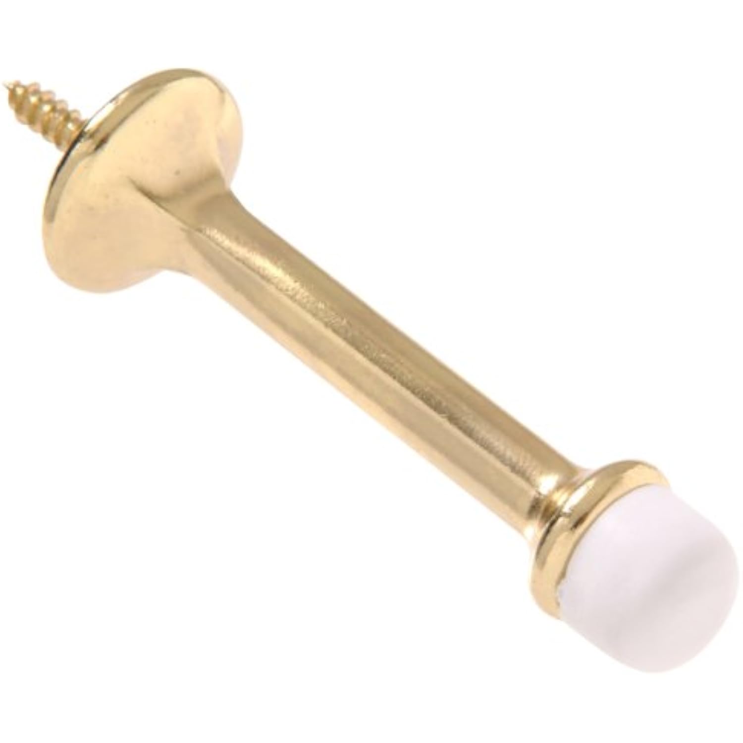 Brass door stop with white bumper 