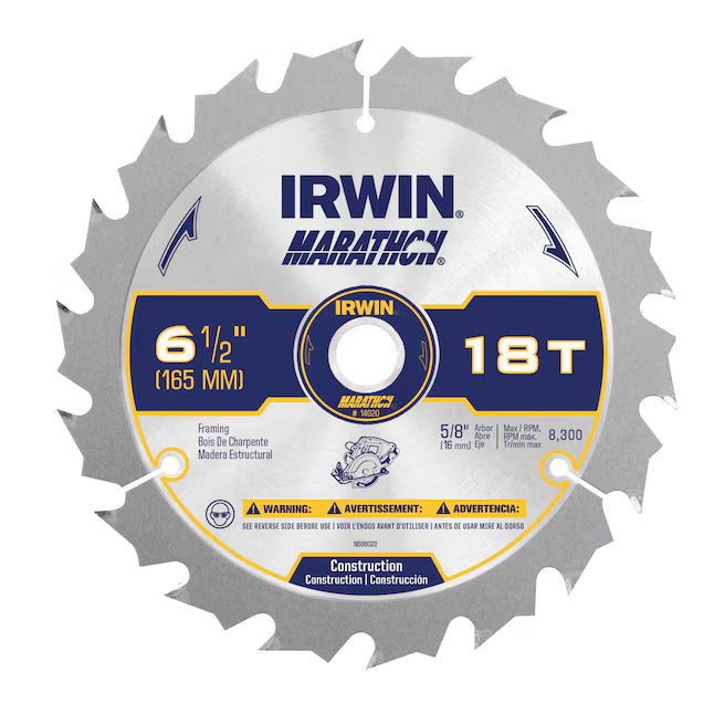IRWIN 6-1/2-in 18 -Tooth Rough Finish Carbide Circular saw blade Individual